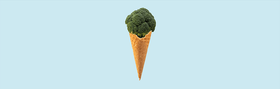 Broccoli in an ice cream cone